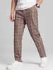 Pantalon de braguette à glissière"idien à carreaux pour hommes avec poche