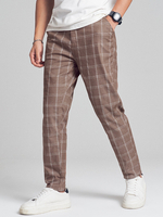 Pantalon de braguette à glissière"idien à carreaux pour hommes avec poche