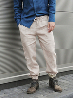 Pantalon de cheville élastique décontracté à cordon de serrage pour homme 100% coton