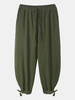 Pantalon de cordon de style national de Bloomers de manchette de cravate solide en coton pour hommes avec poche