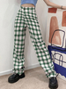 Pantalon de costume à imprimé à carreaux taille haute à glissière