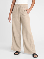 Pantalon de jambe large décontracté simple de poche latérale de taille élastique de couleur unie pour des femmes