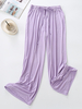 Pantalon de jambe plus large à cordon de couleur unie pour femmes