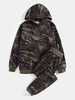 Pantalon de jogging à capuche à cordon de serrage imprimé camouflage pour homme