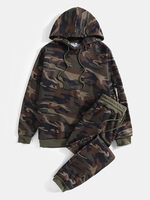 Pantalon de jogging à capuche à cordon de serrage imprimé camouflage pour homme