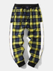 Pantalon de jogging à carreaux avec cordon de serrage à la taille pour homme