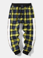 Pantalon de jogging à carreaux avec cordon de serrage à la taille pour homme