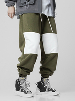Pantalon de jogging à cordon de serrage en molleton de couleur contrastante pour homme