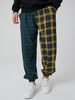 Pantalon de jogging avec cordon de serrage et patchwork à carreaux 100% coton pour homme