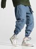 Pantalon de jogging cargo à cordon de couleur unie pour homme avec poche