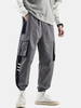Pantalon de jogging cargo à revers en coton à rayures latérales pour hommes