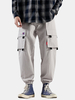Pantalon de jogging cargo à revers en coton avec cordon de serrage pour homme