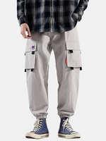 Pantalon de jogging cargo à revers en coton avec cordon de serrage pour homme