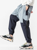 Pantalon de jogging cargo 100 % coton avec coutures contrastées et poche à bouton-pression pour homme