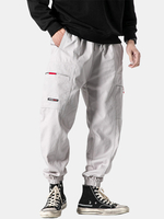 Pantalon de jogging cargo avec cordon de serrage en coton élastique pour homme