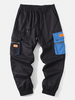 Pantalon de jogging décontracté à la taille avec poches contrastantes pour hommes 100% coton