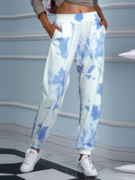 Pantalon de jogging décontracté décontracté à imprimé tie-dye pour femme avec poche