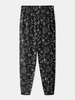 Pantalon de jogging décontracté pour homme à taille élastique à imprimé graffiti pour homme avec poche