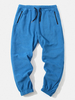 Pantalon de jogging en peluche épais en molleton de couleur unie pour homme