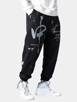 Pantalon de jogging en velours à imprimé graffiti pour homme Plus