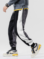 Pantalon de jogging en velours côtelé à patchwork pour homme