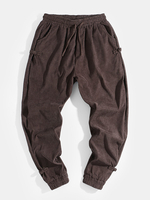 Pantalon de jogging en velours côtelé chinois avec poche pour homme