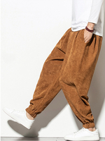 Pantalon de jogging en velours côtelé de couleur unie pour homme