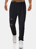 Pantalon de jogging noir à cordon de serrage en coton pour homme avec poche