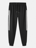 Pantalon de jogging noir sport à rayures latérales en coton pour homme avec poche