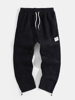 Pantalon de jogging épais en velours côtelé de couleur unie pour homme avec cordons élastiques