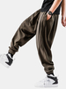 Pantalon de jogging pour homme en coton de couleur unie avec cordon de serrage à taille moyenne