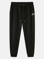 Pantalon de jogging sport en coton avec cordon de serrage noir pour homme