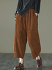 Pantalon de loisirs taille élastique ample en velours côtelé Vintage Harlan pour femmes