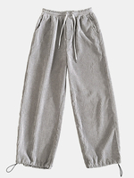 Pantalon de manchette de cordon de style cargo en velours côtelé solide pour homme avec poche