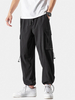 Pantalon de manchette de cordon de style cargo solide pour homme avec poche à rabat