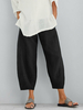 Pantalon de pantalon taille élastique en coton de couleur unie pour femmes