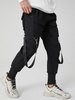 Pantalon de pieds de poutre de cargaison de taille élastique multi-poches solides pour hommes avec ruban