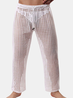 Pantalon de pyjamas de pyjamas maison sexy respirant maille creuse perspective pour les hommes
