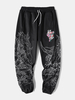 Pantalon de rue à cordon élastique de style chinois avec motif de fleurs pour hommes