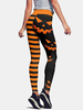 Pantalon de sport de levage de hanche taille haute imprimé citrouille et rayures pour femmes dHalloween