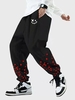 Pantalon de survêtement à cordon de serrage à imprimé floral pour hommes avec poche