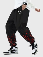 Pantalon de survêtement à cordon de serrage à imprimé floral pour hommes avec poche