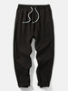 Pantalon de survêtement à cordon de serrage lâche 100 % coton à couture unie pour hommes