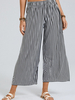 Pantalon de survêtement à jambe large à taille élastique et à rayures pour femme