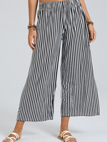 Pantalon de survêtement à jambe large à taille élastique et à rayures pour femme