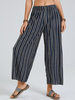 Pantalon de survêtement à jambe large à taille élastique et à rayures pour femme