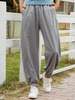 Pantalon de survêtement à revers décontracté à taille élastique pour femme avec poche