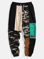 Pantalon de survêtement cargo camouflage à revers avec cordon de serrage et poche