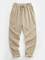 Pantalon de taille élastique de cordon de couleur unie pour homme avec poche