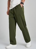 Pantalon droit à cordon de serrage ample pour hommes de couleur unie